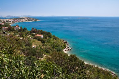 panoramik stara baska ve deniz - krk - Hırvatistan