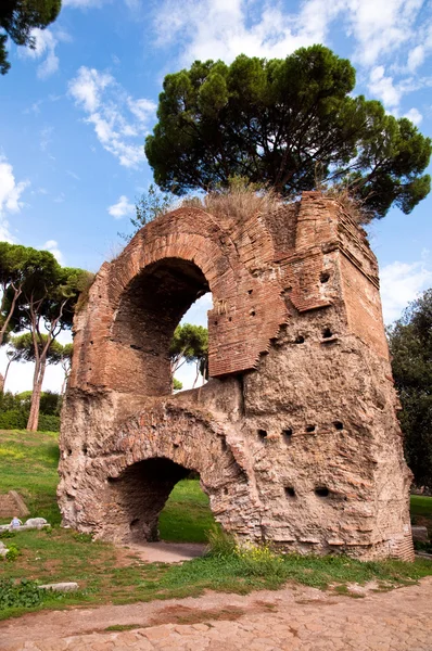 Ruiny z acquedotto claudio na Palatinu kopec v Římě — Stock fotografie