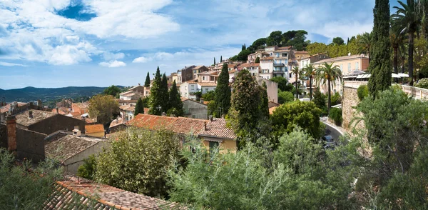 Bormes les Mimosas - Ciudad Vista panorámica con árboles de Mimosas —  Fotos de Stock