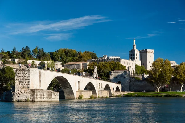 Avignon Pont du rhone řeku a staré město — Stock fotografie