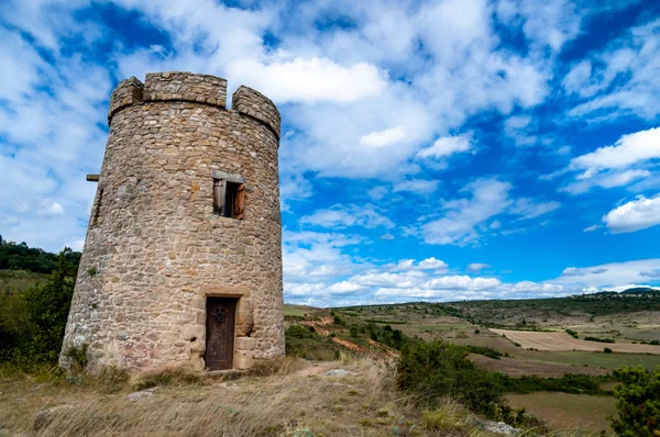 Tower on fields near Rennes le chateau horizontal — Stock Photo, Image
