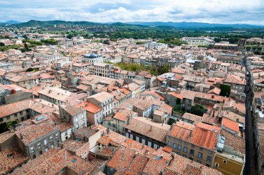 Carcassonne eski ve yeni Kent geniş panoramik görünüm