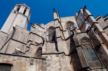 Barcelona katedral santa eulalia duvarlar arka ve Ayrıntılar kule