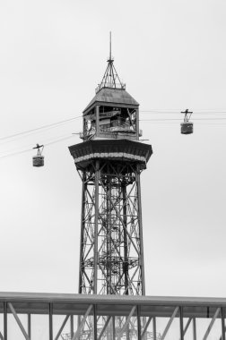 barcelona teleferico montjuic ve iki dikey kabin