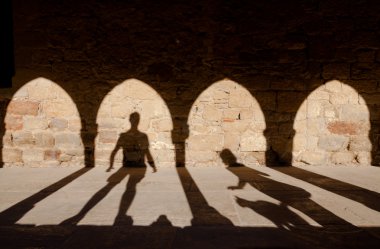 Peri kuyruk adamın gölgeler kız ve kedi