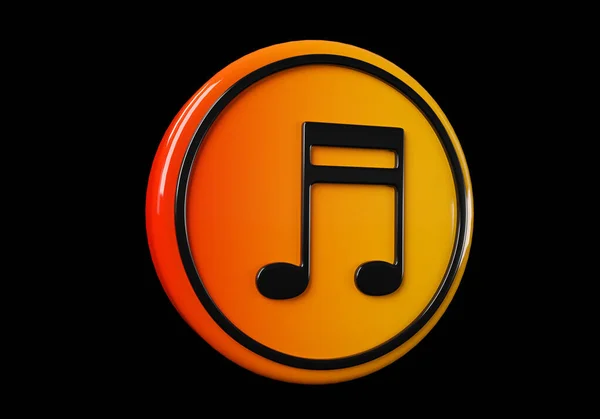 Müzik Notası Medya Düğmesi Düğmeler Sarı Çerçeveli Yansımalı Parlak Bir — Stok fotoğraf