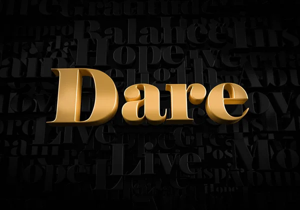 Dare Gold Text Black Text Background Motivtive Word 렌더링 — 스톡 사진