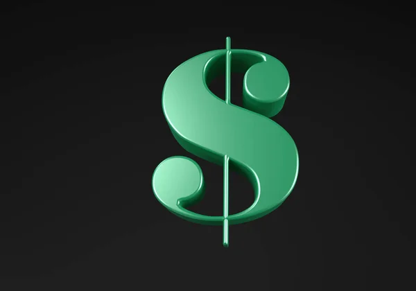 Знак Зеленого Доллара Символ Доллара Сша Выделен Сером Фоне Рендеринг — стоковое фото