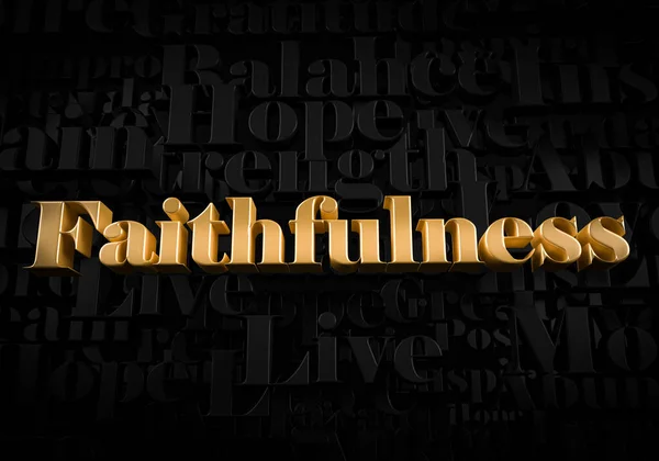 Faithfulness Gold Text Black Text Background Motivational Word Rendered Picture — Stock Photo, Image