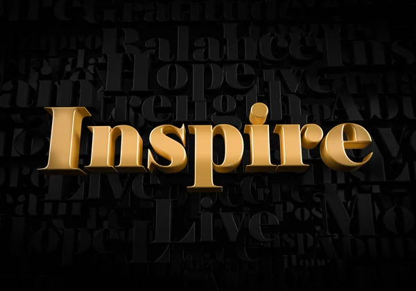 Inspire Gold Text Black Text Background Motivational Word Rendered Picture — Stock Photo, Image