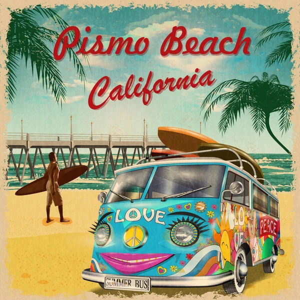 Pismo Plajı, California eski poster.