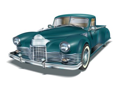 Retro araba beyaz arkaplanda izole edildi.  