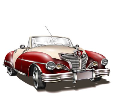 Retro araba beyaz arkaplanda izole edildi.  