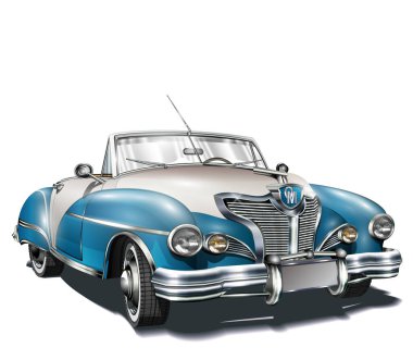 Retro araba beyaz arkaplanda izole edildi.