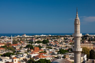 Rodos eski şehrin panoramik manzara
