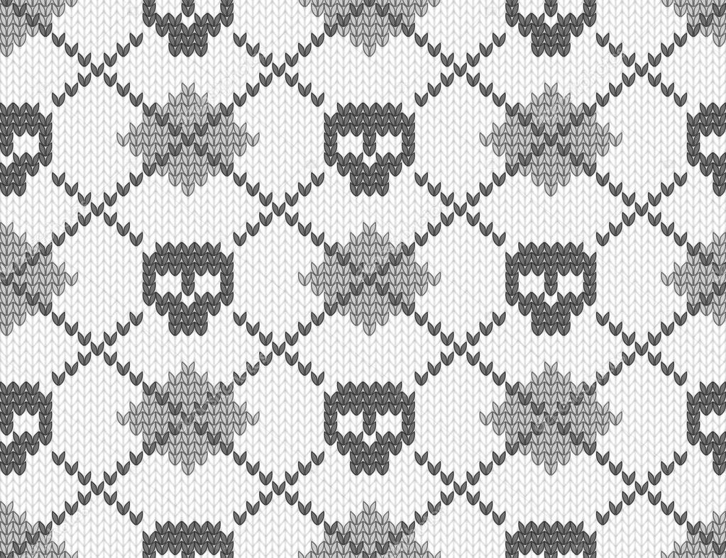 Knitted pattern with skulls