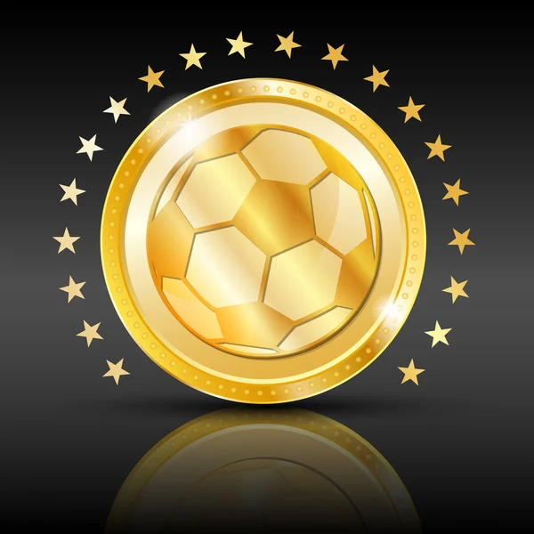 Moneda de fútbol de oro. Fondo deportivo . — Vector de stock