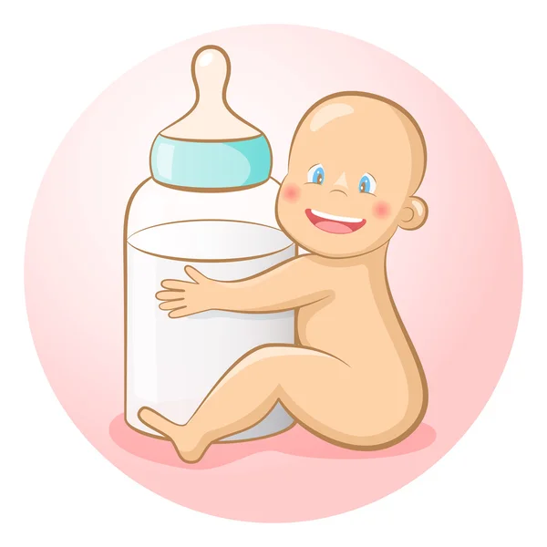 Baby mit Flasche — Stockvektor