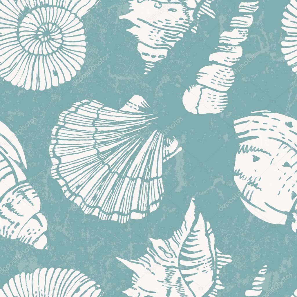 Vector pattern with sea shells