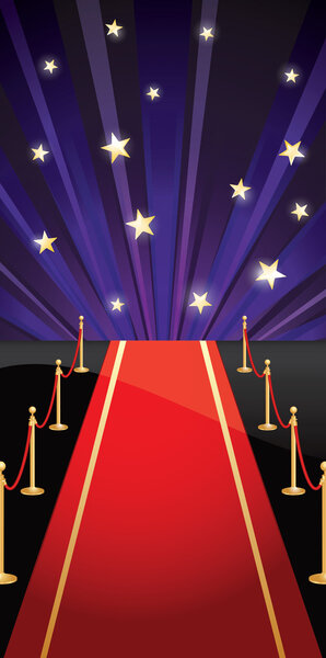 Vector background with red carpet and stars