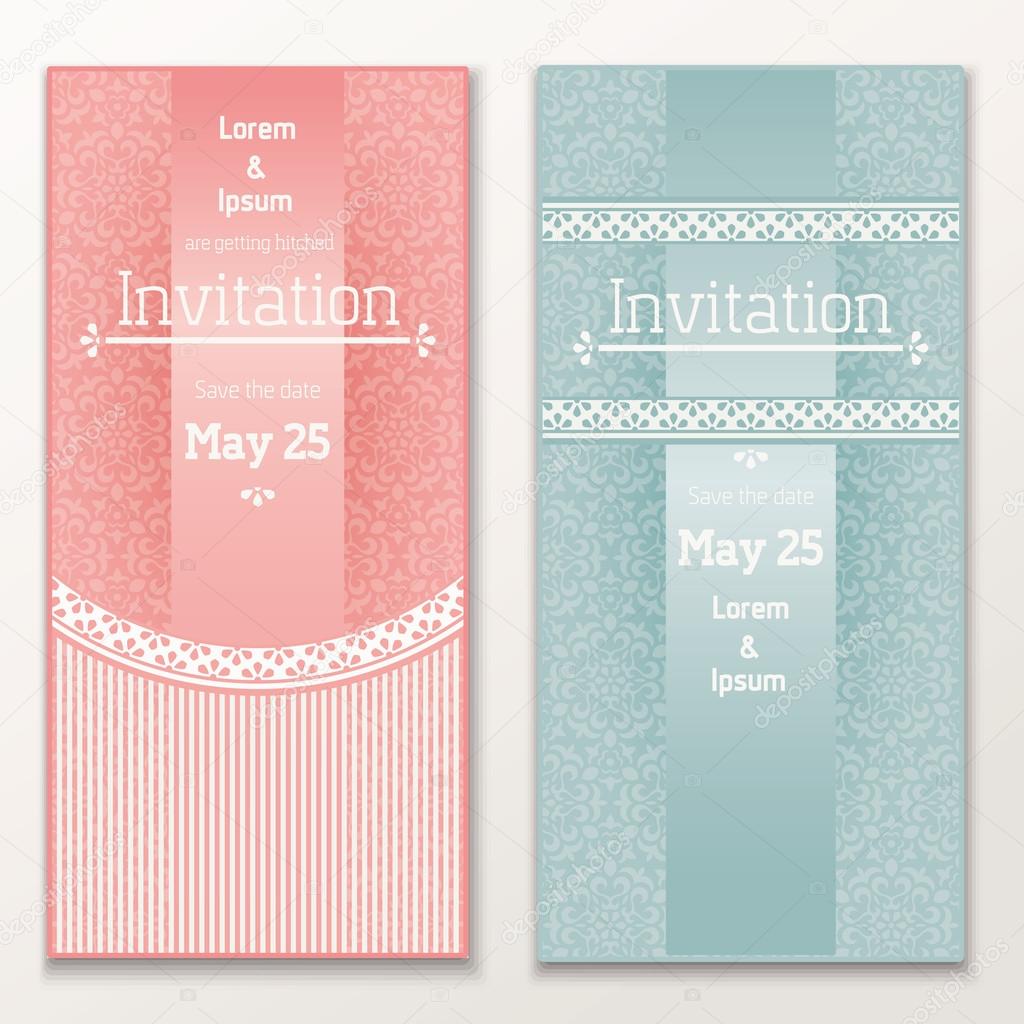 Set of vintage wedding invitations.