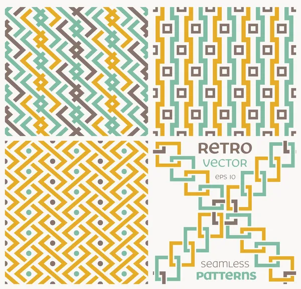 Conjunto de texturas sem costura vetoriais em estilo retro . — Vetor de Stock