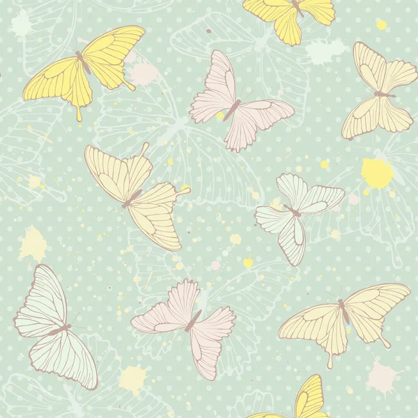 Zarte nahtlose Muster mit Schmetterlingen — Stockvektor