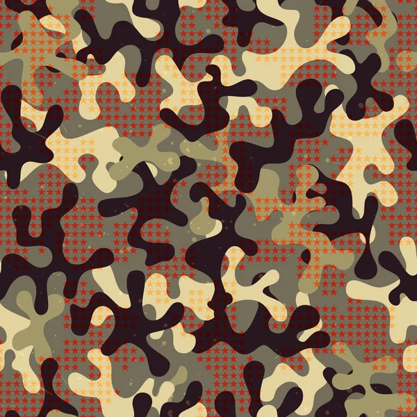 Modèle sans couture camouflage avec des formes étoilées . — Image vectorielle
