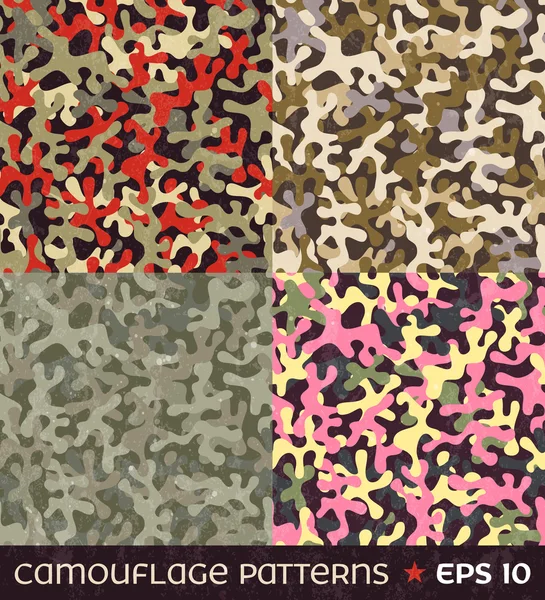 Set camouflage naadloze patronen — Stockvector