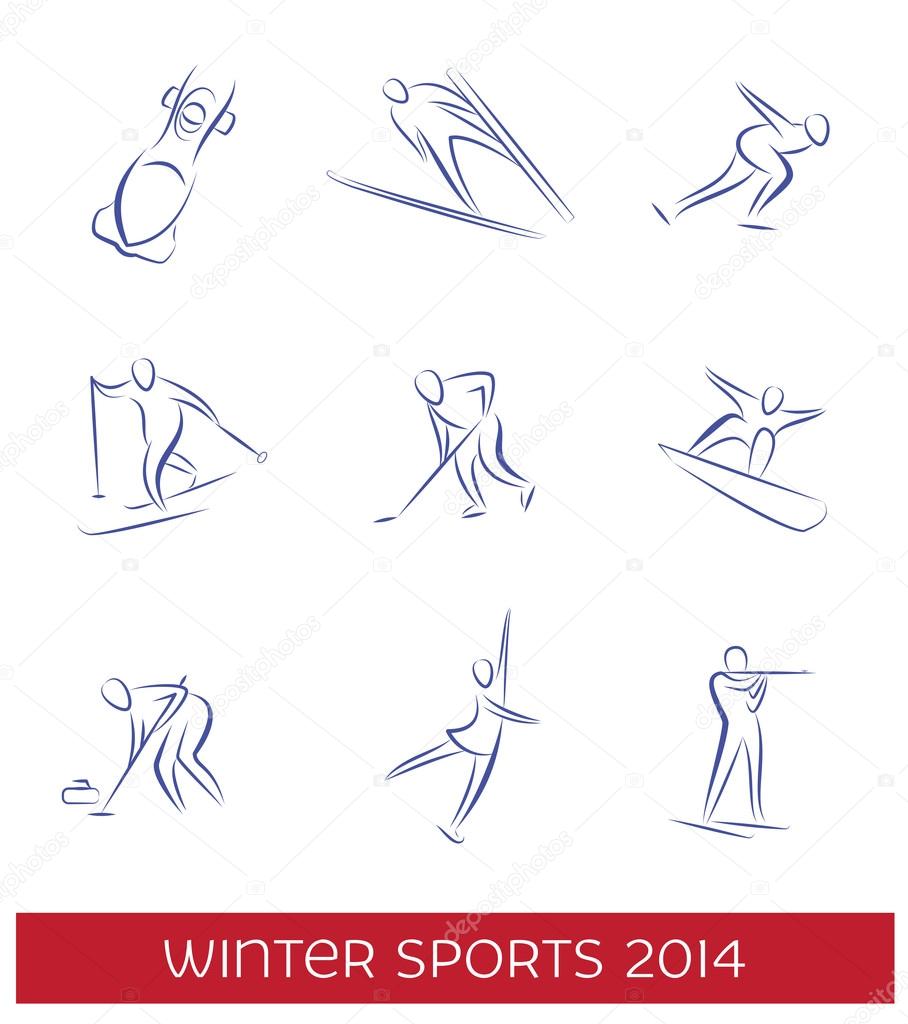 Winter sports icon set