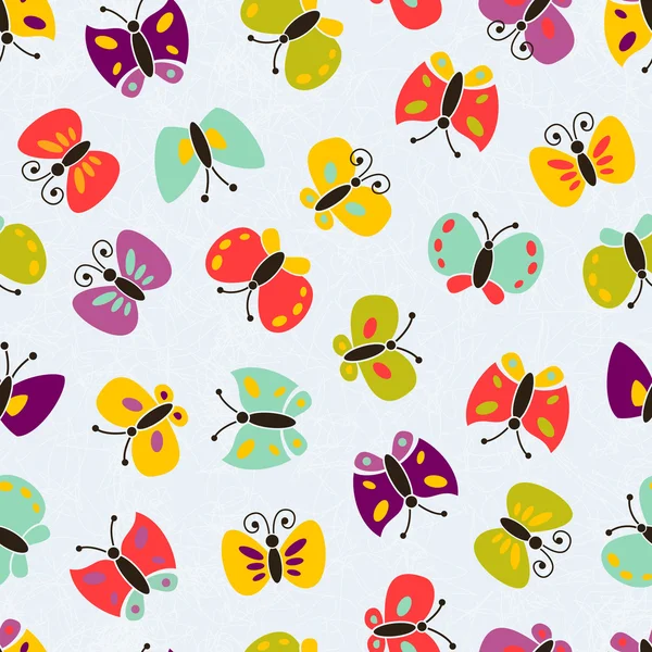 シームレスなベクターのカラフルな蝶のパターン. — ストックベクタ