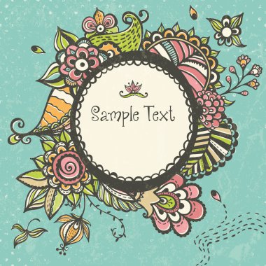 çiçek doodle kare metin alanı olan