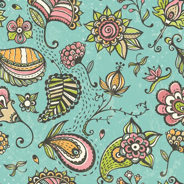 Doodle floral sem costura padrão . — Vetor de Stock