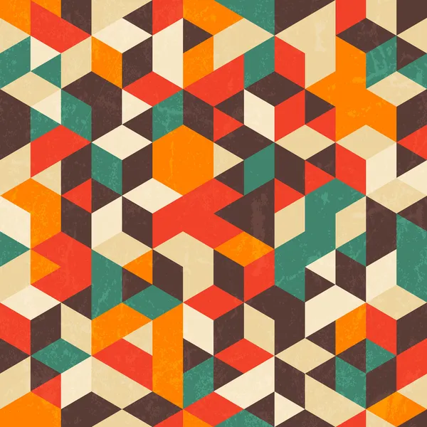 Retro-geometrisches Muster mit Grunge-Textur. nahtloser abstrakter Hintergrund. — Stockvektor
