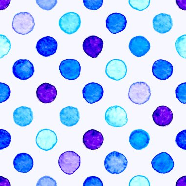 Mavi suluboya polka noktaları. seamless modeli.