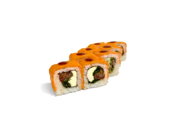 Uramaki Roll California Isoliert Auf Weißem Hintergrund Japanische Sushi Rolle — Stockfoto