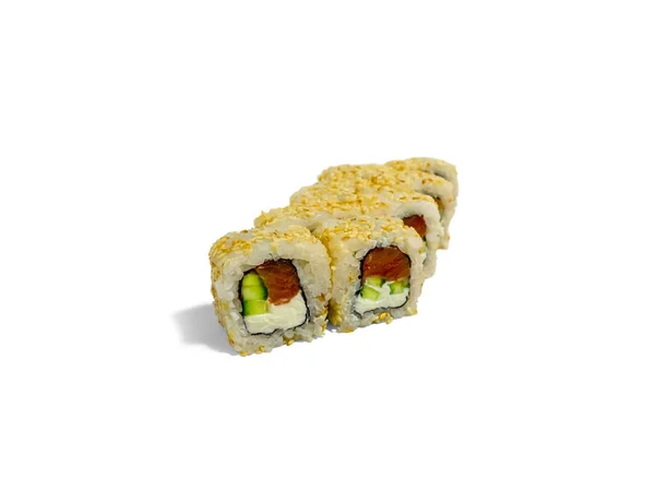 Uramaki Roll Καλιφόρνια Απομονώνονται Λευκό Φόντο Ιαπωνικό Ρολό Σούσι Τόνο — Φωτογραφία Αρχείου