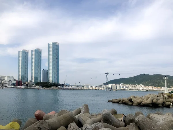 Pohled Vysoké Budovy Pláže Songdo Busan City Jižní Korea — Stock fotografie