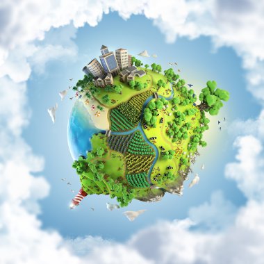 Globe concept of idyllic green world