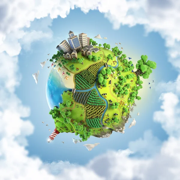 Globe concept of idyllic green world — Stock Photo, Image