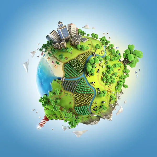 Globe concept van idyllische groene wereld Stockfoto