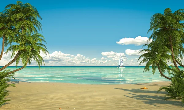 Idyllic caribean beach view copy space — Stok Foto