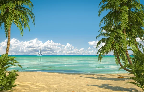 Uitzicht op het strand idyllische caribean Stockafbeelding