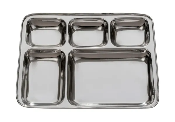Silver Metal Tray Isolated with clipping path — Zdjęcie stockowe