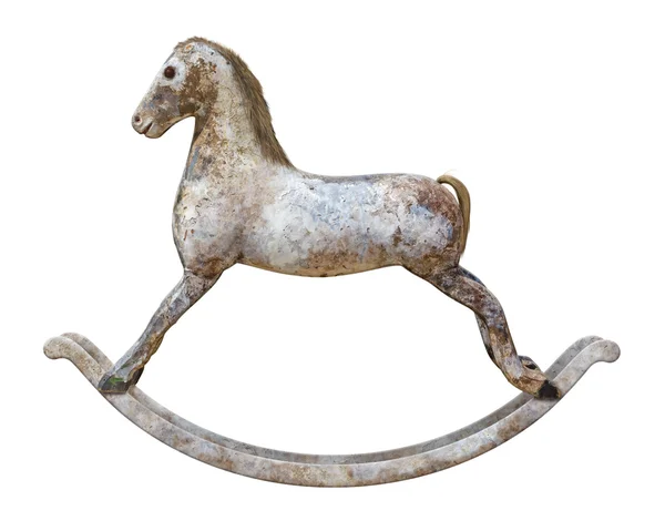 Antyczne koń na biegunach na białym tle — Zdjęcie stockowe