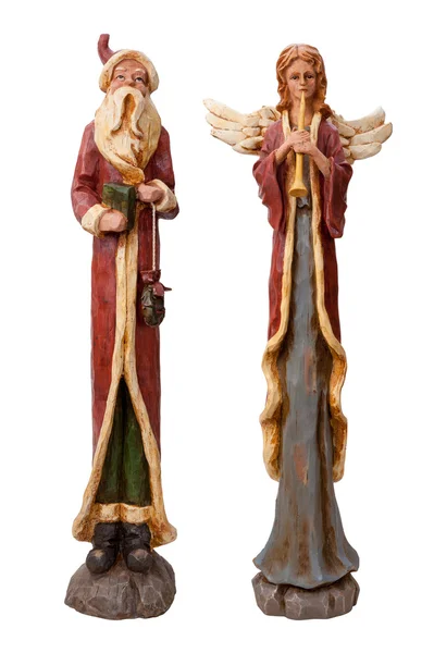 Father Christmas and Angel Isolate — Stock Photo, Image