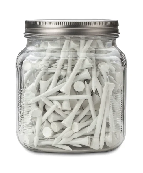 Golf Tees in a Jar isolated — Stock Photo, Image