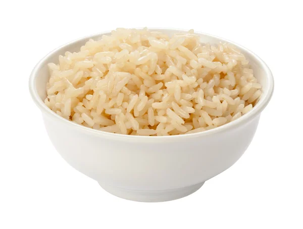 Gekookte rijst in een witte kom — Stockfoto