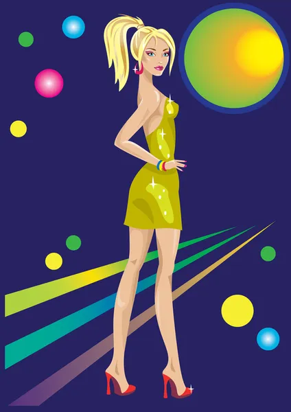 Belle fille à la discothèque — Image vectorielle