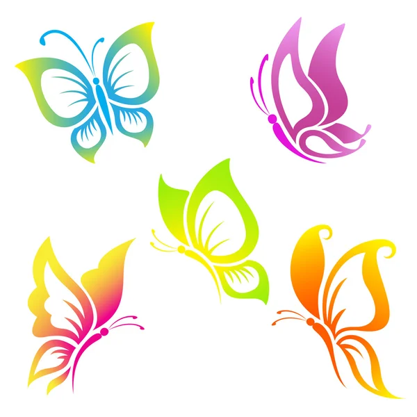 Schöner Schmetterling Icon Set. — Stockvektor